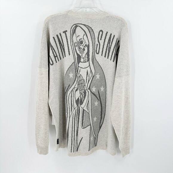 NWT Spirit Jersey Tan Saint Sinner Graphic Pullover Sweatshirt Size Medium - Picture 1 of 10